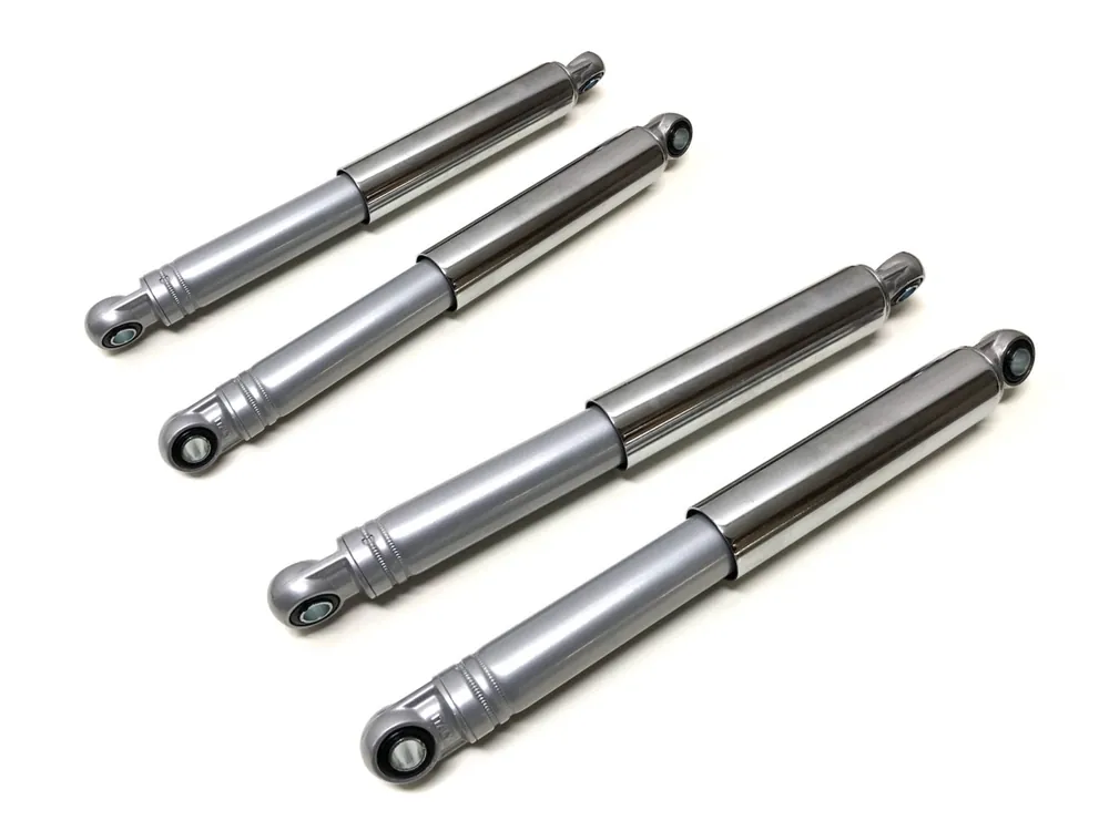 Stoßdämpfer Set Vorne 290mm + Hinten 370mm Grau Chrom für DKW Hercules Typ 220 Neuheit