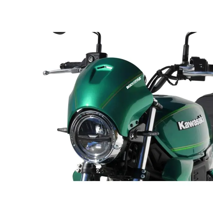 BODYSTYLE Sportsline Scheinwerferverkleidung schwarz/grau/grün Metallic Spark Black, 660 ABE passt für KAWASAKI Z650 RS(22-22) Sonderaktion