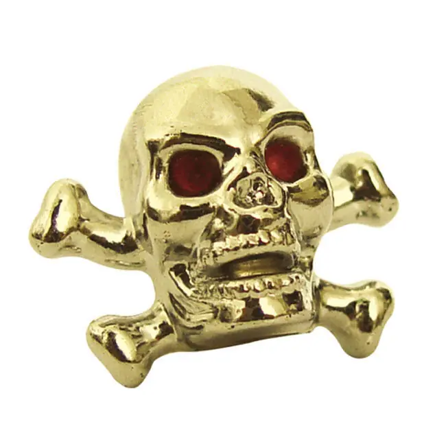 Top-Seller Trik Topz Ventilkappen, Skull Head, Gold, für Harley - Davidson