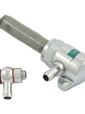 Ausverkauf Spyke High Flow Benzinhahn, Chrom, 360° Auslaß f. Harley - Davidson ab 1975